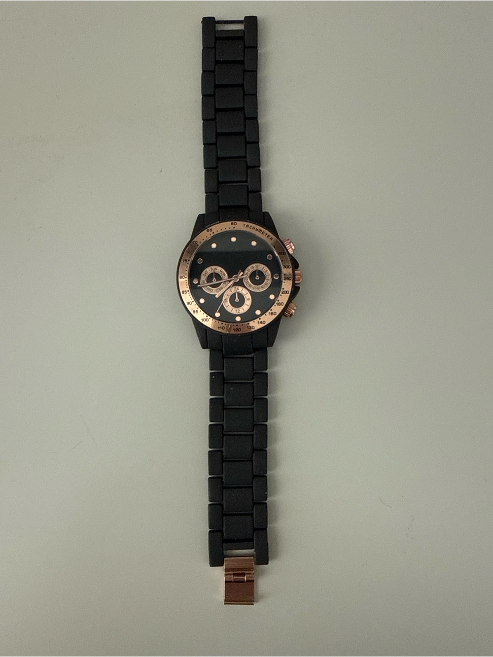 Women’s Black and Rose Gold Chronograph Bracelet Watch